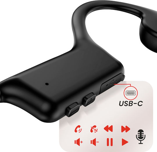 Swissten Gym Open Ear Bluetooth Handsfree Earphones with Sweat Resistance Black