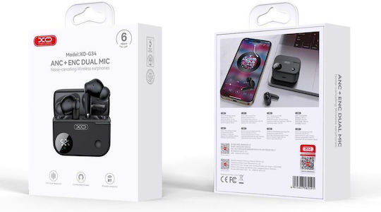 XO G34 In ear Bluetooth хендсфри Слушалки с Кутийка за Зареждане Черен