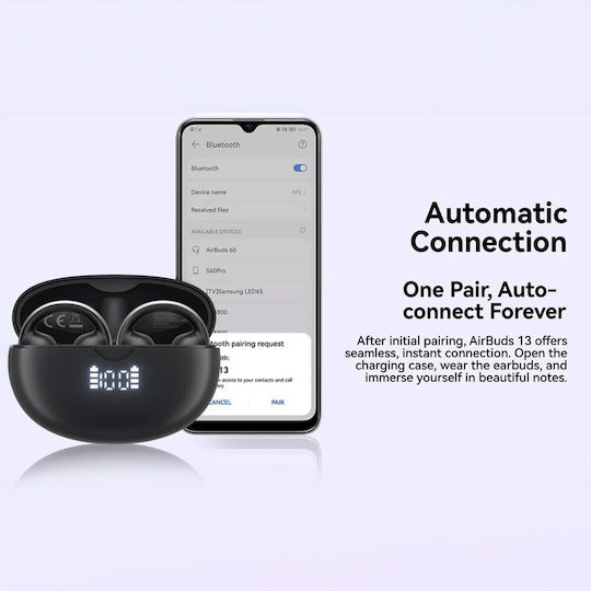 BlackView Airbuds 13 Bluetooth Handsfree Ακουστικά με Αντοχή στον Ιδρώτα και Θήκη Φόρτισης Μαύρα