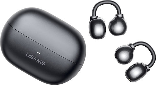 Usams R02 Open Ear Bluetooth Handsfree Ακουστικά με Θήκη Φόρτισης Γκρι