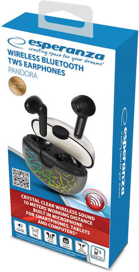 Esperanza Pandora In-ear Bluetooth Handsfree Căști cu Carcasă de Încărcare Negru