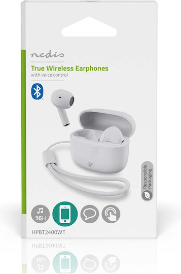 Nedis HPBT2400WT Earbud Bluetooth Handsfree Ακουστικά με Θήκη Φόρτισης Λευκά
