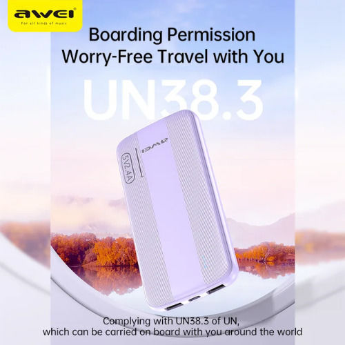 Awei P20K Power Bank 10000mAh cu 2 Porturi USB-A Negru