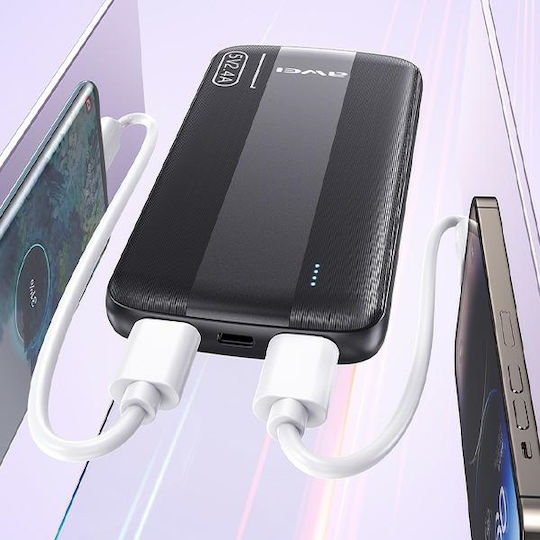 Awei P20K Power Bank 10000mAh cu 2 Porturi USB-A Negru