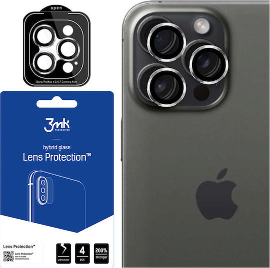 3MK Protecție Cameră Tempered Glass Silver pentru iPhone 15 Pro