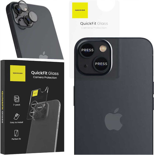 Spacecase Quickfit Προστασία Κάμερας Tempered Glass Μαύρο για το iPhone 13, iPhone 13 mini