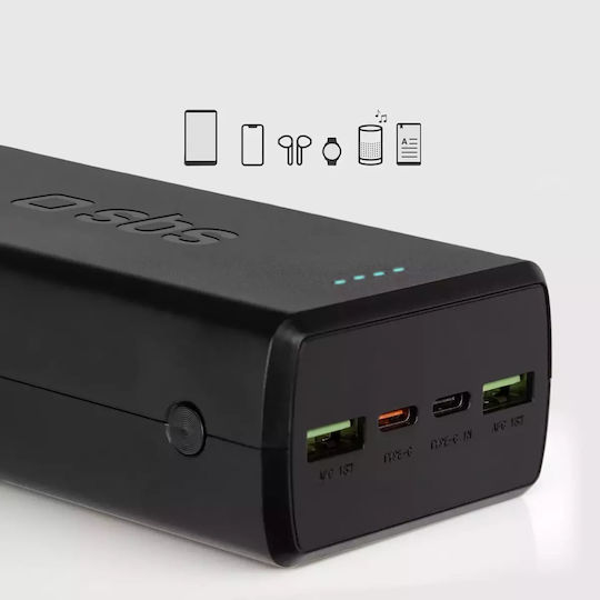 SBS Power Bank 30000mAh 20W με 2 Θύρες USB-A και 2 Θύρες USB-C Power Delivery Μαύρο