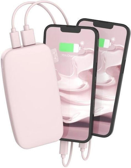 Fresh 'n Rebel Power Bank 12000mAh 20W Mit USB-A Ausgangsanschlüsse Und USB-C Ausgangsanschlüsse Smokey Rosa