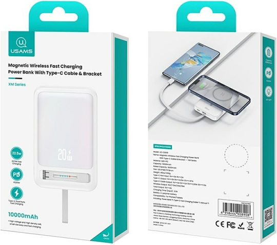 Usams XM Series CD219 MagSafe Power Bank 10000mAh 22.5W mit USB-C Anschluss Rosa