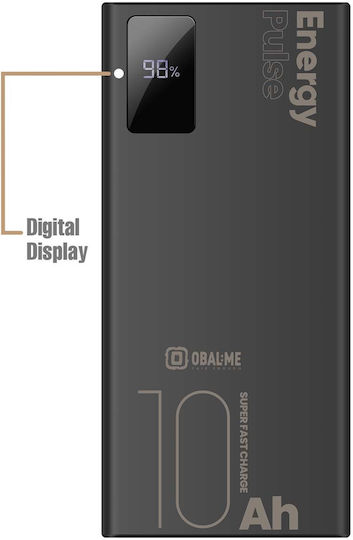 Obal:Me EnergyPulse Power Bank 10000mAh 22.5W με Θύρα USB-A και Θύρα USB-C Μαύρο