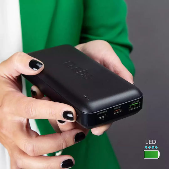 SBS Power Bank 20000mAh 20W with USB-A Port and USB-C Port Power Delivery Black
