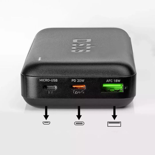 SBS Power Bank 20000mAh 20W with USB-A Port and USB-C Port Power Delivery Black