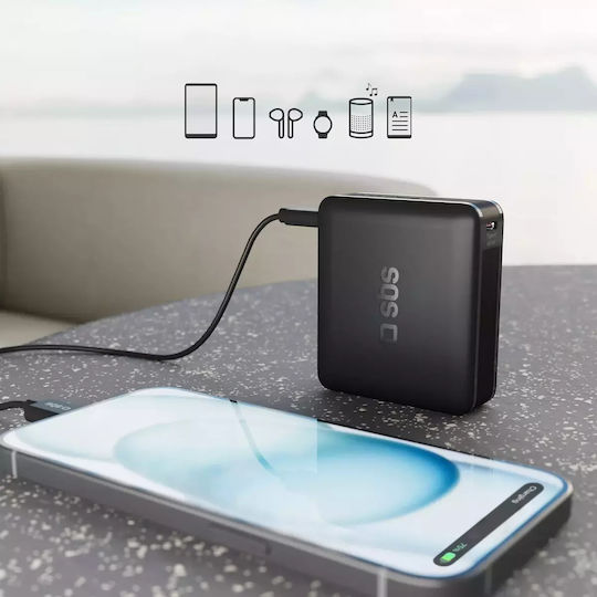 SBS NanoTube Power Bank 10000mAh 20W με Θύρα USB-A και Θύρα USB-C Power Delivery Μαύρο