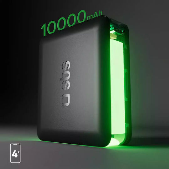 SBS NanoTube Power Bank 10000mAh 20W με Θύρα USB-A και Θύρα USB-C Power Delivery Μαύρο