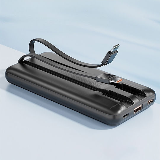 Awei P77K Power Bank 12000mAh 22.5W με 2 Θύρες USB-A Μαύρο