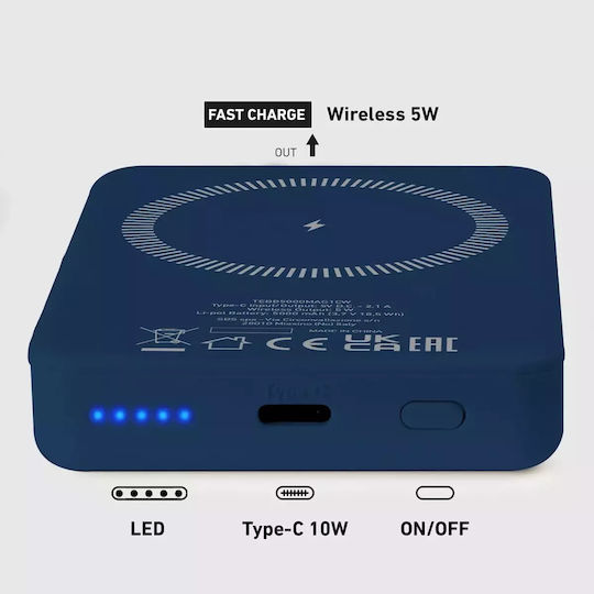 SBS MagSafe Power Bank 5000mAh 5W with USB-C Port Blue