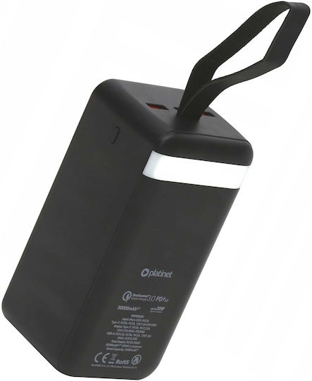 Platinet Power Bank 50000mAh 20W με 2 Θύρες USB-A και Θύρα USB-C Power Delivery / Quick Charge 3.0 Μαύρο