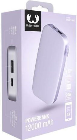 Fresh 'n Rebel Power Bank 12000mAh 10W with USB-A Port and USB-C Port Dreamy Lilac