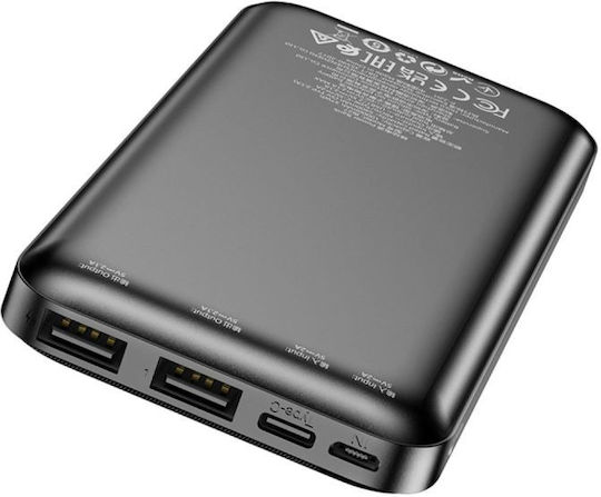 Borofone BJ27 Power Bank 10000mAh with 2 USB-A Ports and USB-C Port Black