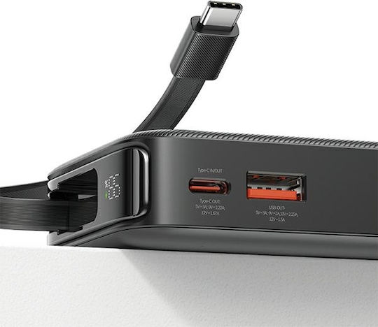 Usams CD225 Power Bank 10000mAh 20W με Θύρα USB-A και Θύρα USB-C Power Delivery Μωβ