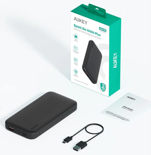 Aukey PB-Y46P USB-C cable Power Bank 10000mAh 20W με Θύρα USB-A και Θύρα USB-C Power Delivery Μαύρο