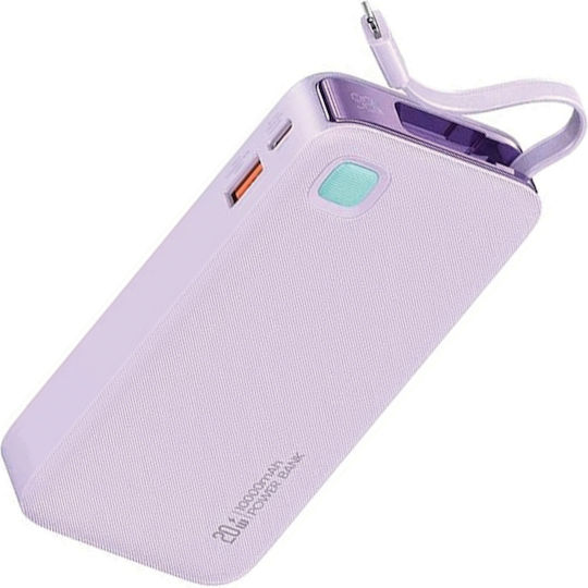 Usams CD225 Power Bank 10000mAh 20W με Θύρα USB-A και Θύρα USB-C Power Delivery Μωβ