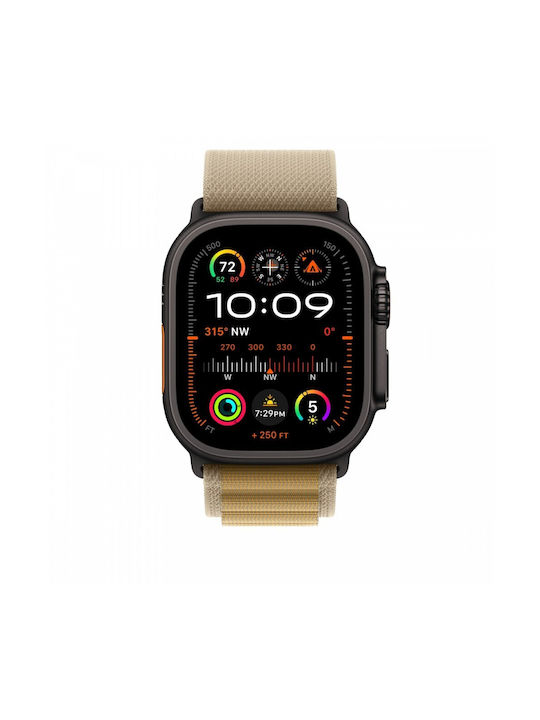 Apple Alpine Loop Small Black Titanium Finish Λουράκι Υφασμάτινο Tan (Apple Watch 44, 45, 46, 49mm)