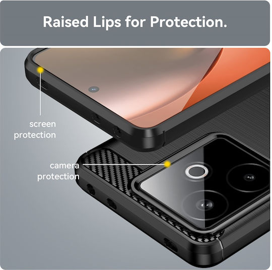 Techsuit Carbon Umschlag Rückseite Silikon / Kunststoff Schwarz (Realme GT 7)