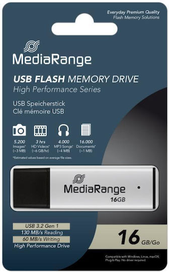 MediaRange 16GB USB 3.0 Stick Ασημί