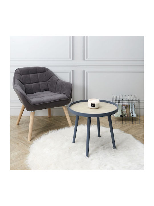 Masă Laterală Rotundă Din Lemn Gri L50xL50xÎ43.5cm