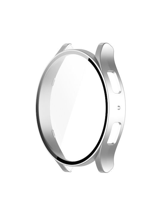 Plastic Case with Tempered Glass Silver Colour for Galaxy Watch6 44mm