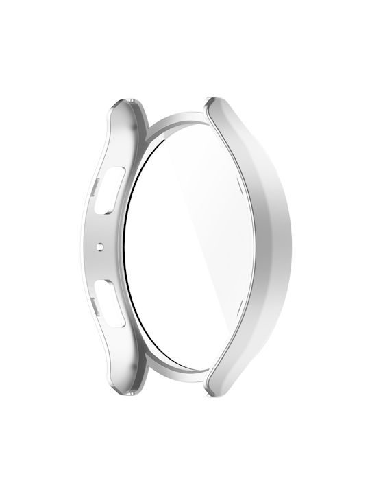 Plastic Case with Tempered Glass Silver Colour for Galaxy Watch6 44mm
