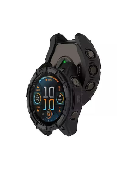 Tech-Protect Defense Silikonhülle in Schwarz Farbe für Kompatibles Gerät Garmin Fenix 7X, Fenix 7X Pro