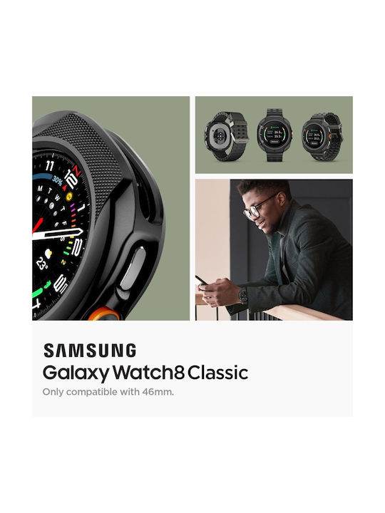Spigen LIQUID AIR Силиконов Калъф в Черен цвят за Samsung Galaxy Watch 8 Classic 46mm