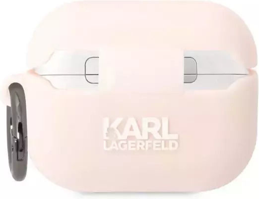 Karl Lagerfeld Klaprunchh Silicone Case Choupette Head Logo Keychain Compatible AirPods Pro Pink
