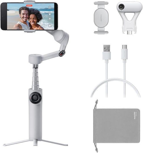 Insta360 Flow 2 AI Tracker Bundle Phone Gimbal with 3 Axis Stabilization and 10 Operating Hours Gray