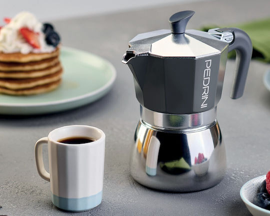 Pedrini Induction Stovetop Espresso Pot Inox Brown