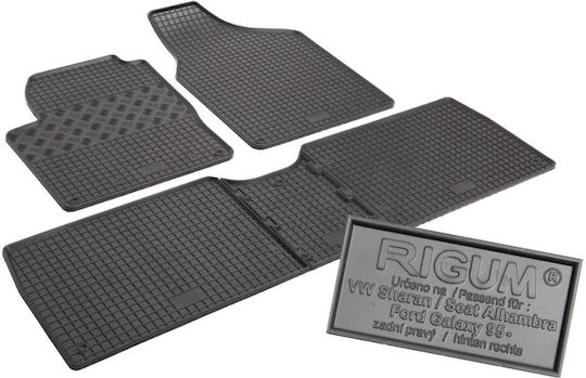 Rigum Set of Front and Rear Mats 5pcs Tray Type for Seat Alhambra Volkswagen Sharan Ford Galaxy 1996-2010 Black