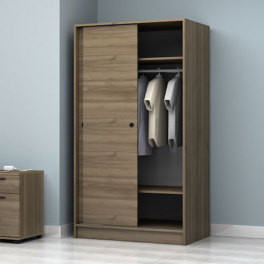 Double Door Wardrobe Sliding Regio Walnut 100x60x181cm