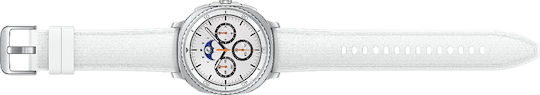 Samsung Galaxy Watch8 Classic Stainless Steel 46mm Αδιάβροχο με Παλμογράφο (Λευκό)