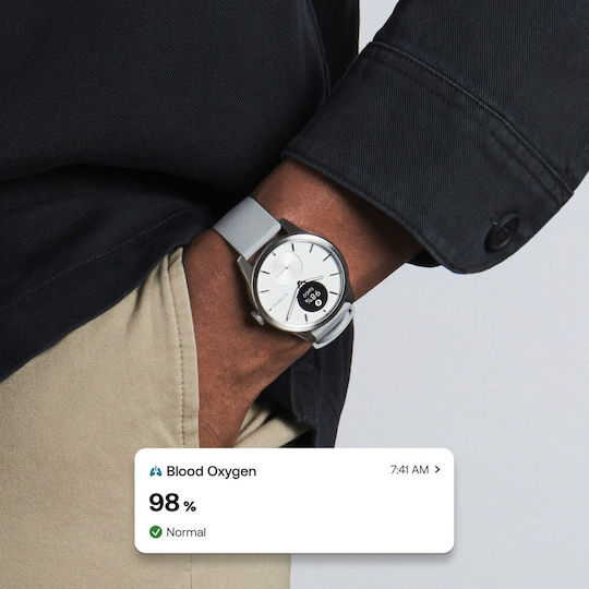 Withings ScanWatch 2 Stainless Steel 42mm Αδιάβροχο με Παλμογράφο (Λευκό)