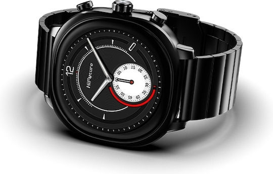 HiFuture AIX Stainless Steel Αδιάβροχο Smartwatch με Παλμογράφο (Μαύρο)