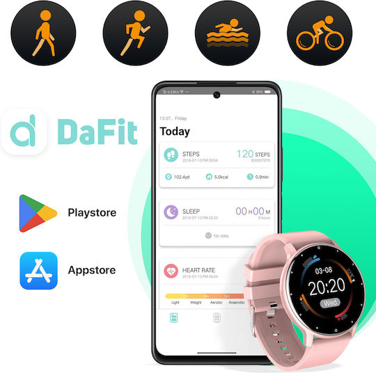 North Edge Nl01P 45mm Smartwatch cu Pulsometru (Roz)
