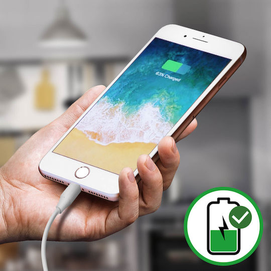 Cablu flexibil cu Port de încărcare în culoarea Alb pentru Iphone 8.