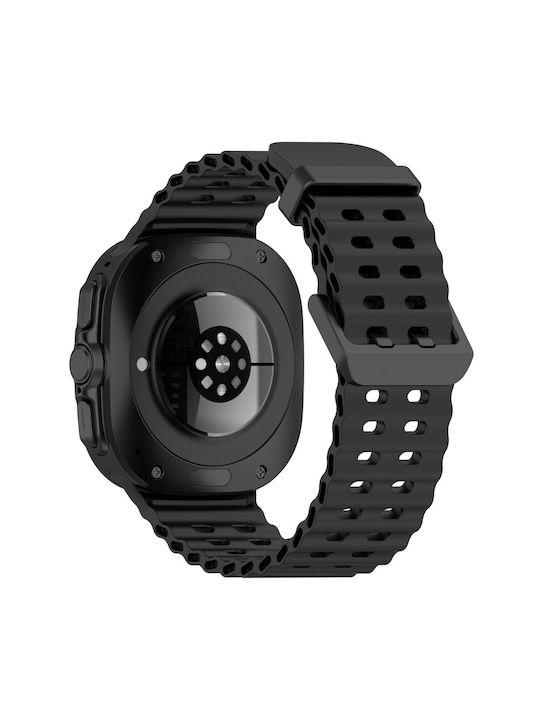 Λουράκι Σιλικόνης Ocean Hole Dual Buckle Samsung Galaxy Watch Ultra 47mm Black Λουράκι Σιλικόνης Ocean Hole Dual Buckle Samsung Galaxy Watch Ultra 47mm Black