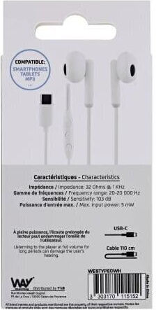 T'nB In-ear Handsfree Ακουστικά με Βύσμα 3.5mm Λευκό