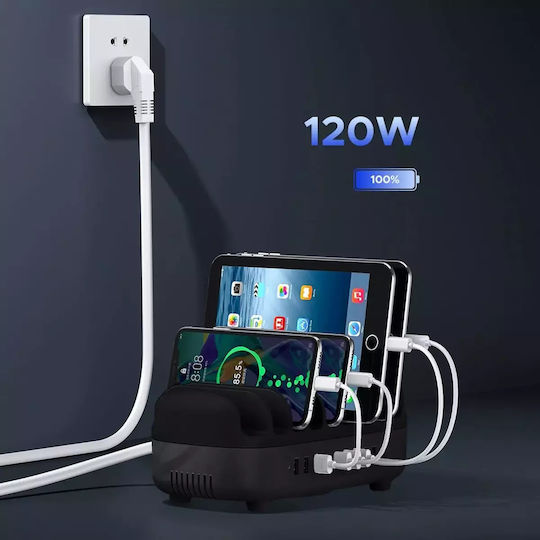 Orico Charging Stand with 10 USB-A Ports 120W in Black color (DUK-10P-V1-EU-BK-BP)