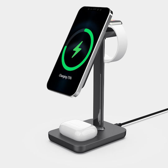 eSTUFF Încărcător pentru Serii iPhone 12 și 13, Apple Watch Negrus