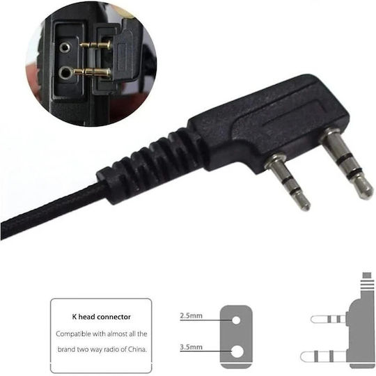 Căști cu microfon pe rever pentru transceivere Baofeng cu 2 pini