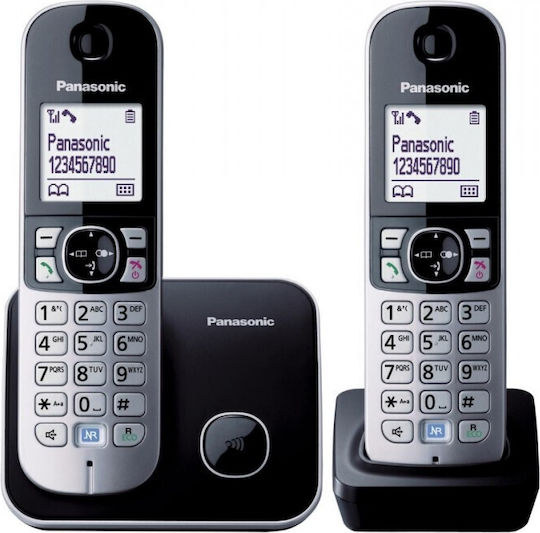 Panasonic KX-TG6812PDB Ασύρματο Τηλέφωνο Duo Μαύρο